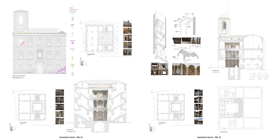 Palazzo survey plans, sections and deterioration mapping